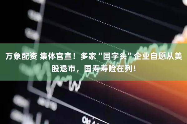 万象配资 集体官宣！多家“国字头”企业自愿从美股退市，国寿寿险在列！