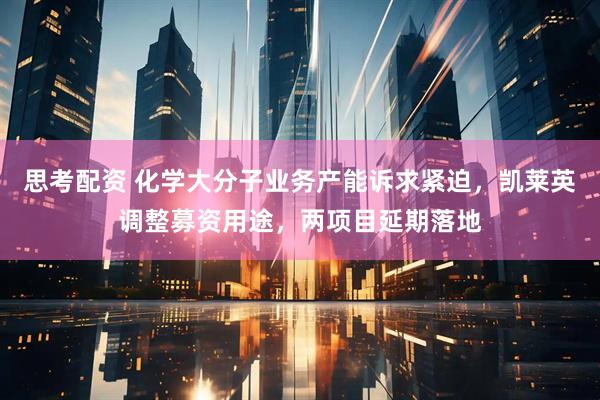 思考配资 化学大分子业务产能诉求紧迫，凯莱英调整募资用途，两项目延期落地