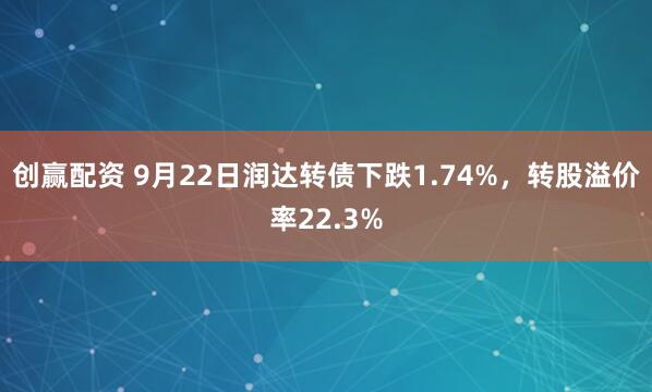 创赢配资 9月22日润达转债下跌1.74%，转股溢价率22.3%